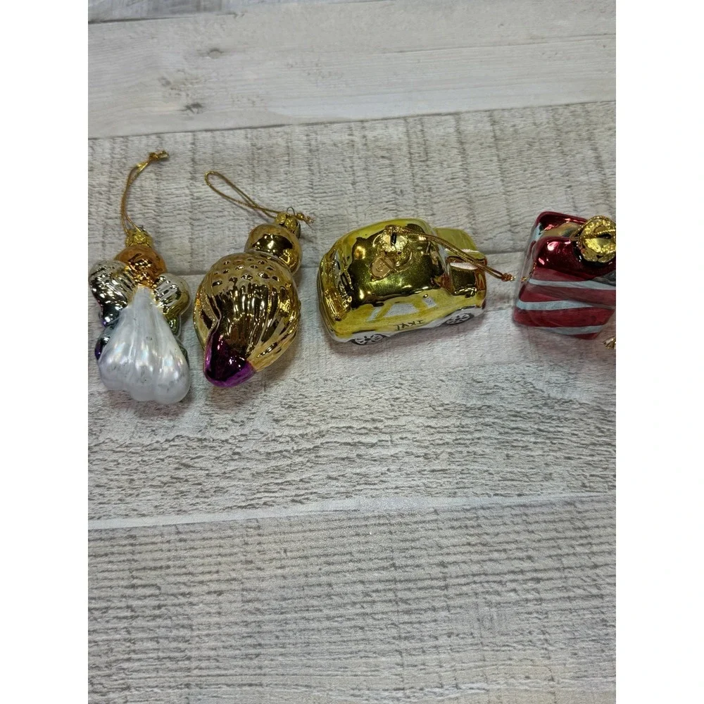 Kurt Adler Glass Christmas Ornaments Lot of 6 Penguin Angel Taxi Nutcracker